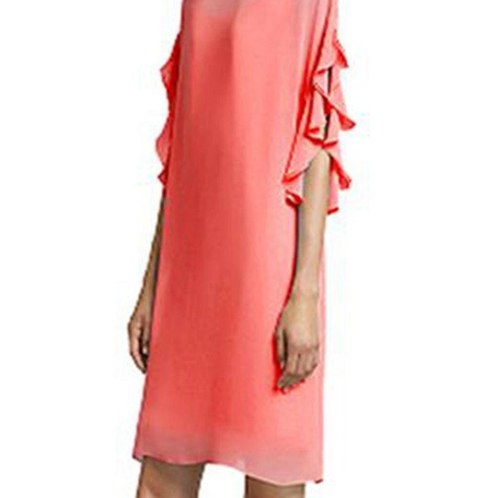 Gorgeous Coral Ruffle-Sleeve Dress